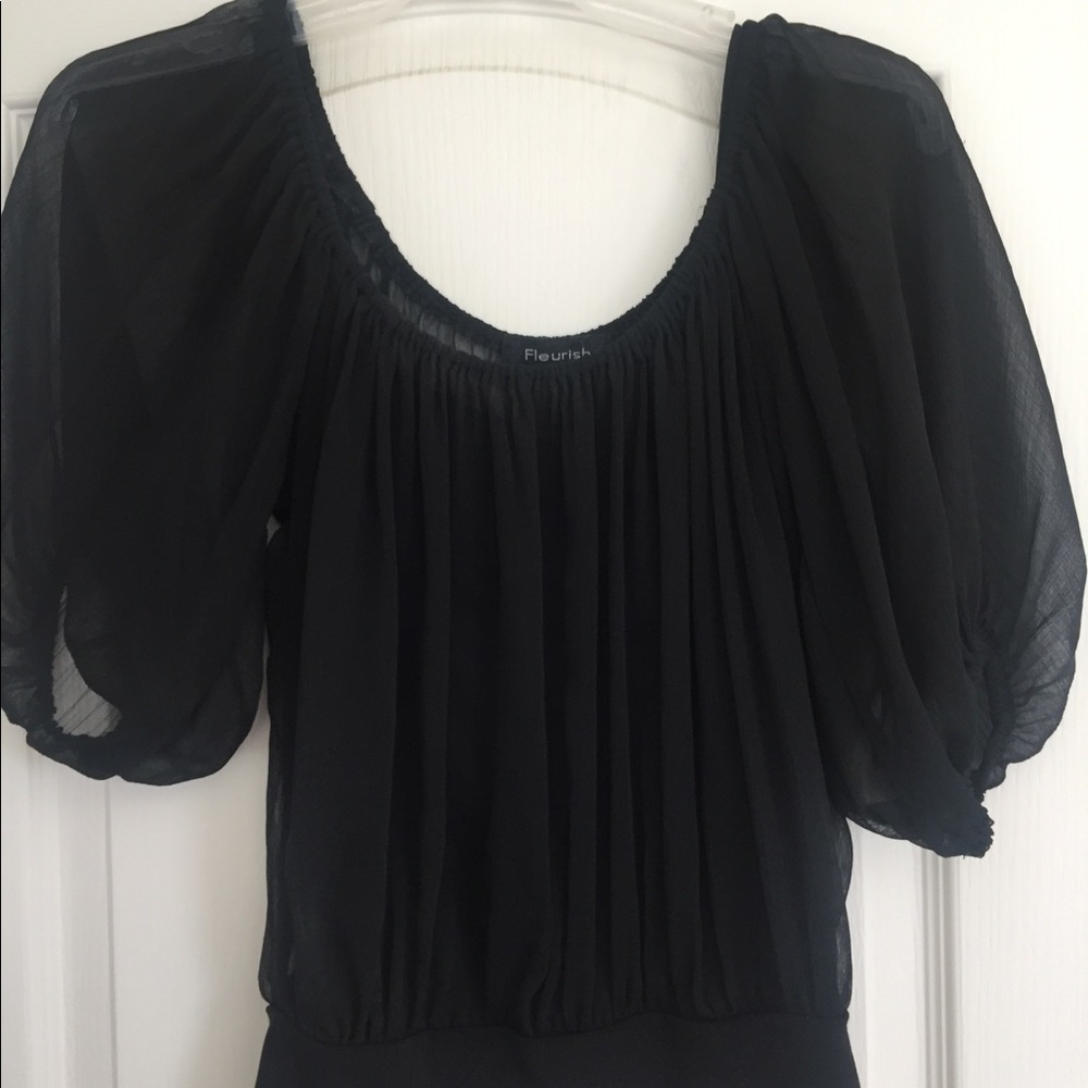 3/4 black sheer sleeve top w/ spaghetti strap cami